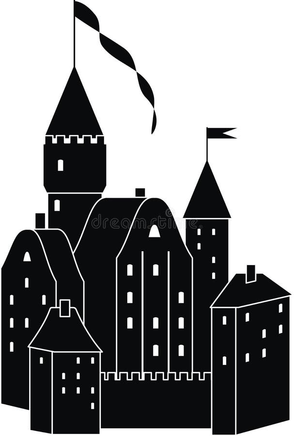 Knight's castle of silhouette - isolated vector illustration on white background. Knight's castle of silhouette - isolated vector illustration on white background
