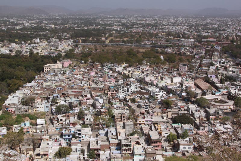 City sprawl from the mountain above Udaipur. City sprawl from the mountain above Udaipur