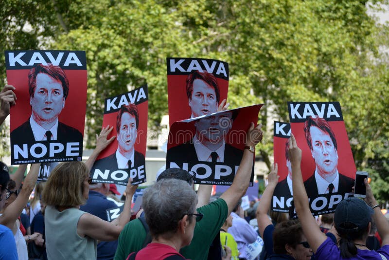 People protesting Supreme Court nominee Brett Kavanaugh at a rally in Lower Manhattan. People protesting Supreme Court nominee Brett Kavanaugh at a rally in Lower Manhattan.