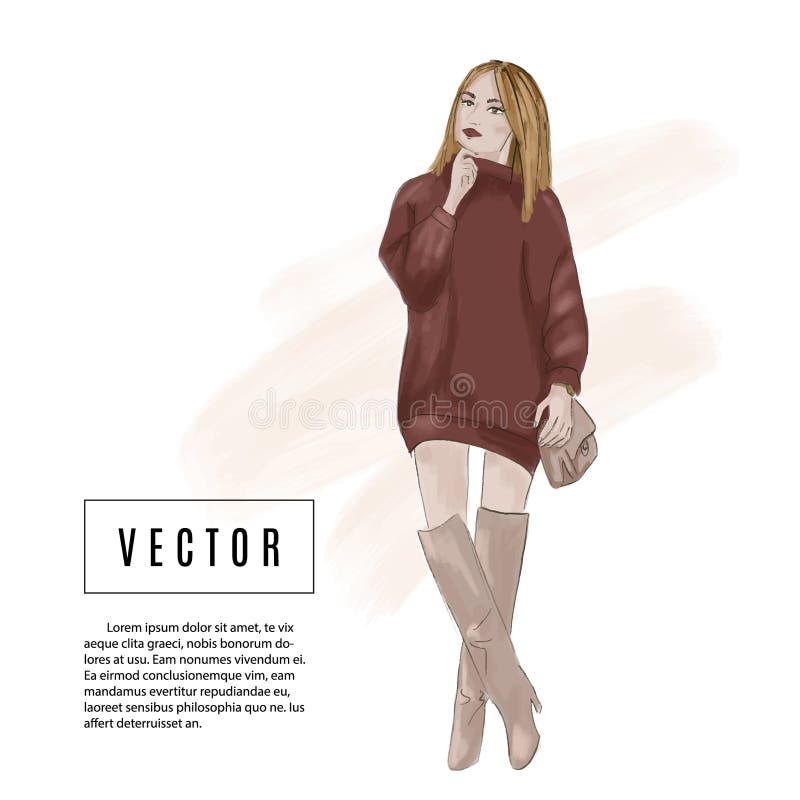 塑造与魅力妇女的印刷品特大礼服和高起动的 剪影样式浪漫图画 现代街道样式传染媒介不适 库存例证 塑造与魅力妇女的印刷品特大礼服和高起动的 剪影样式浪漫图画 现代街道样式传染媒介不适 库存例证