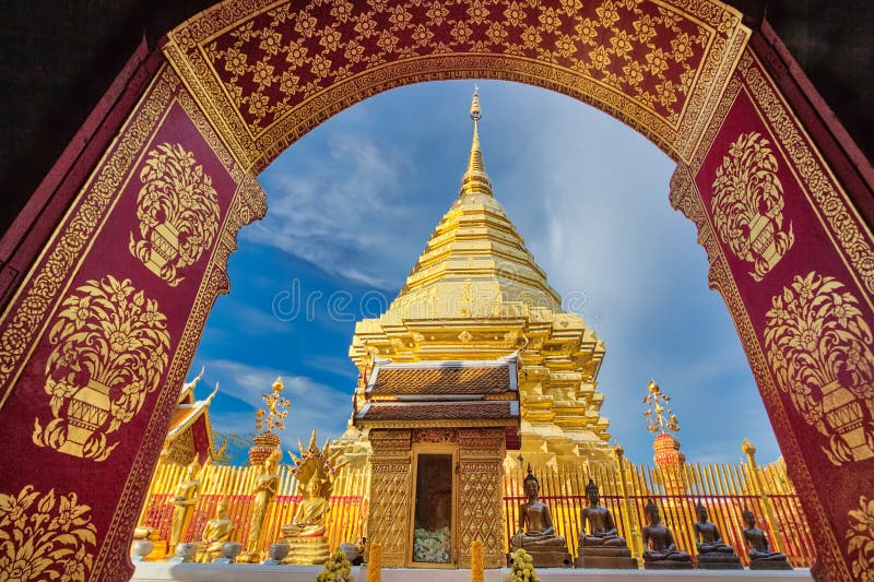 塔在Wat Phra土井素贴在清迈，泰国