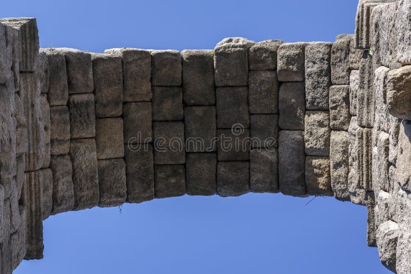 Aqueduct of Segovia, Castilla Leon, Spain bow detail seen below. Aqueduct of Segovia, Castilla Leon, Spain bow detail seen below