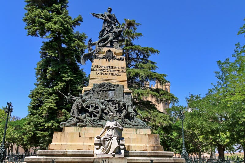 Statue of Juan Bravo Luis Daoiz and Pedro Velarde in Segovia, Spain. Statue of Juan Bravo Luis Daoiz and Pedro Velarde in Segovia, Spain