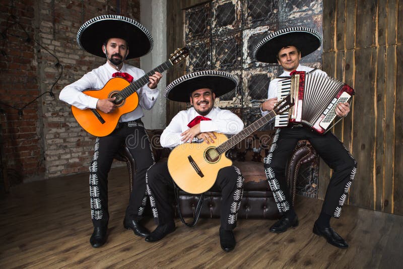 Mexican musician mariachi band in studio. Mexican musician mariachi band in studio