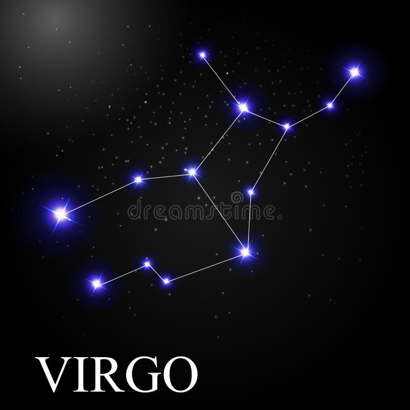 处女座与美丽的明亮的星的黄道带标志在背景 库存例证