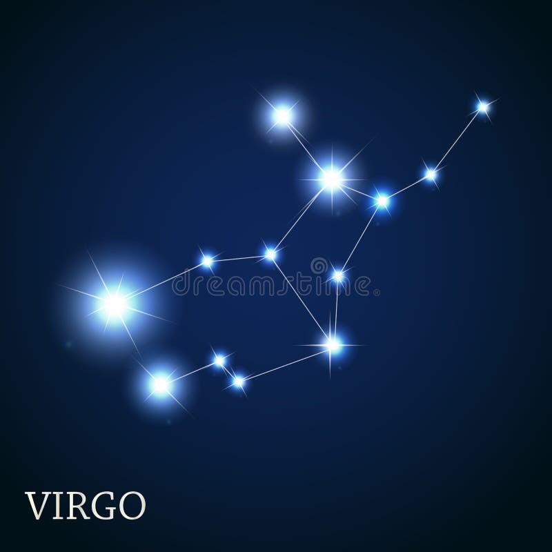 处女座美丽的明亮的星的黄道带标志 向量例证