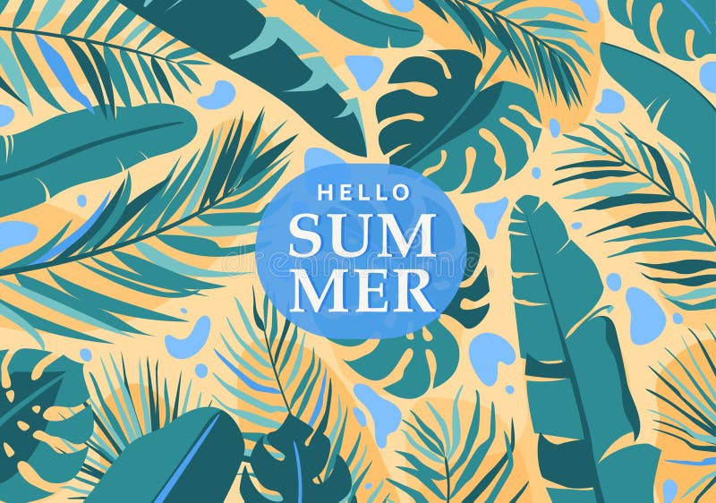 夏季热带矢量图背景. 简单平坦现代的热带旗 皇族释放例证