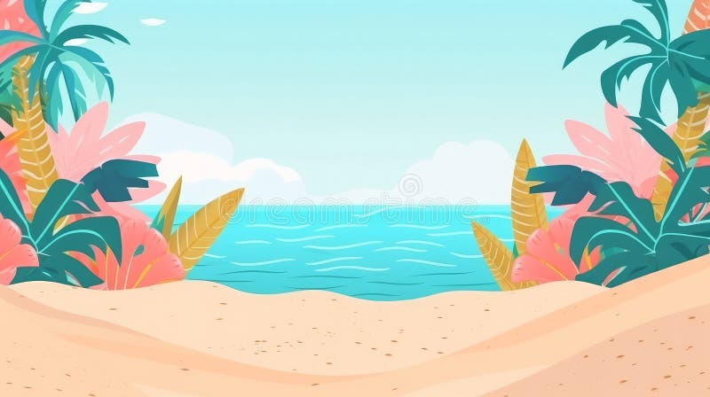 夏季自然热带背景. 插图生成 向量例证
