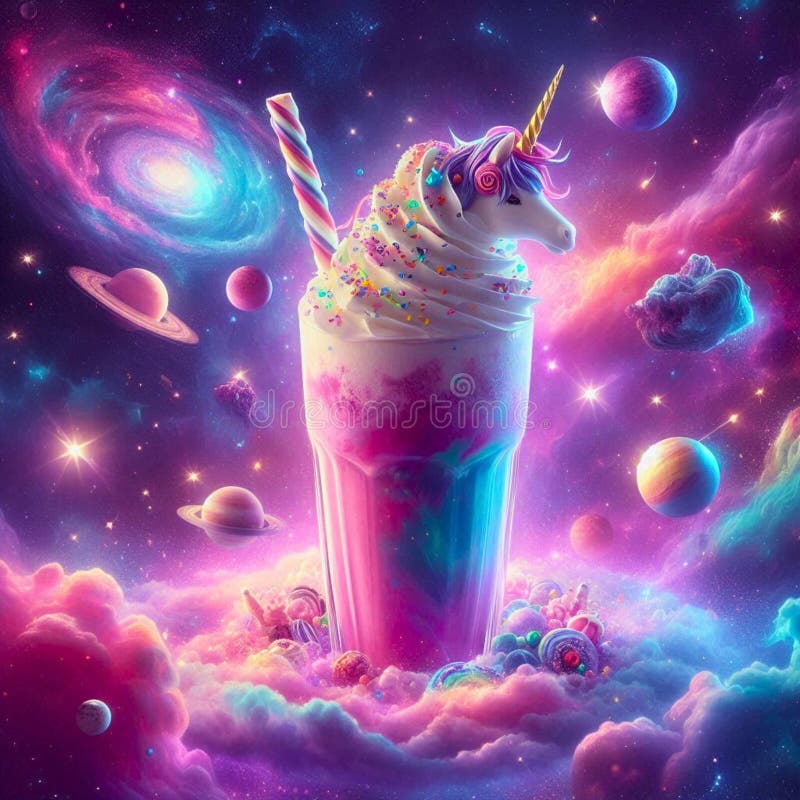外太空的独角兽奶昔 库存例证