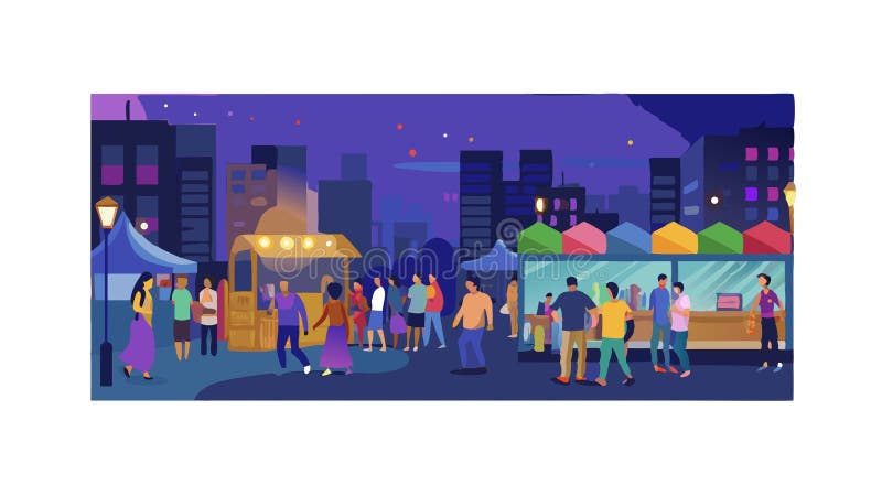 夜城派对 : 庆祝娱乐城市事件矢量图设计创成人工智能 向量例证