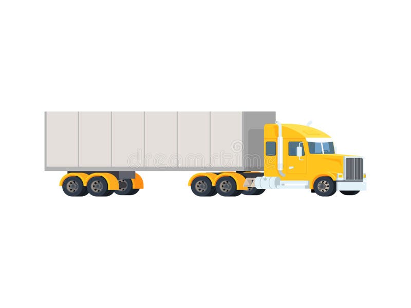 Big semi truck. Concept logistic and delivery cargo auto transportation. Heavy american red tractor pulls the trailer. Vector flat trendy illustration. Big semi truck. Concept logistic and delivery cargo auto transportation. Heavy american red tractor pulls the trailer. Vector flat trendy illustration