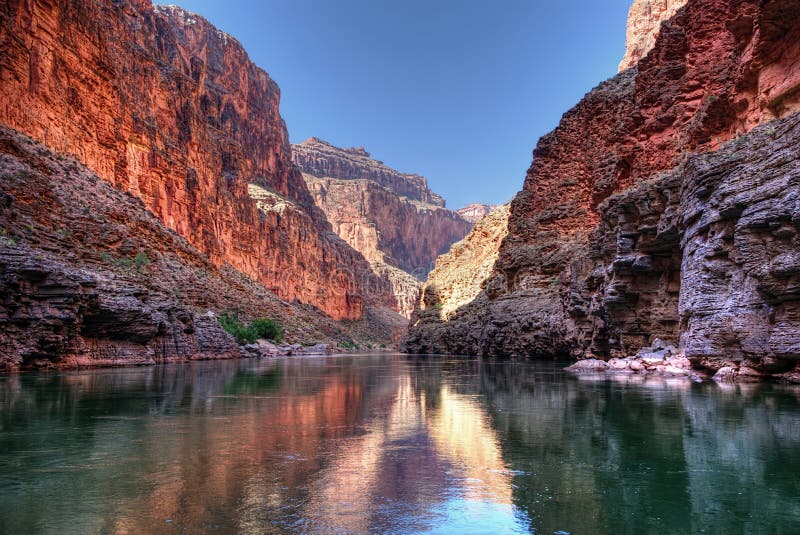 A brief calm stretch on the Colorado River in the Grand Canyon. A brief calm stretch on the Colorado River in the Grand Canyon.