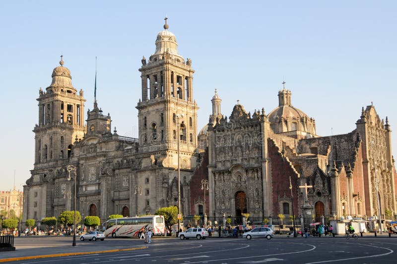 大教堂,墨西哥. 大教堂Metropolitana和大城市临时房屋,墨西哥城,墨西哥。