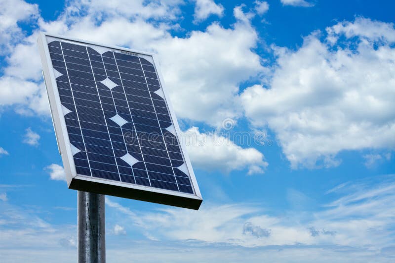 Solar panel against blue cloudy sky. Solar panel against blue cloudy sky