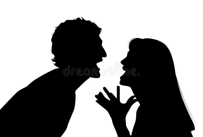 Silhouette illustration of a couple arguing. The elements are isolated and modified. Silhouette illustration of a couple arguing. The elements are isolated and modified.