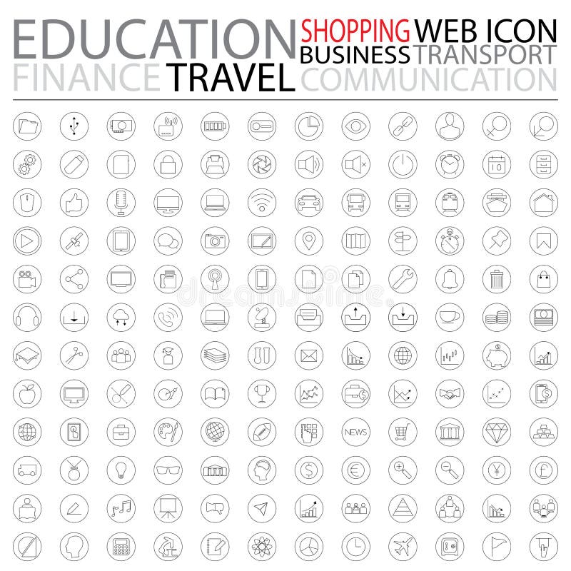 Set of web icons for business, finance, communication,transportation, education and transportation. Set of web icons for business, finance, communication,transportation, education and transportation