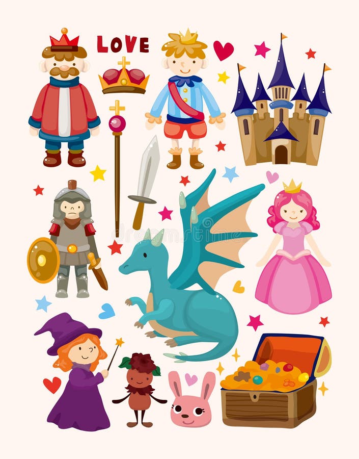 Set of fairy tale element icons,cartoon vector illustration. Set of fairy tale element icons,cartoon vector illustration