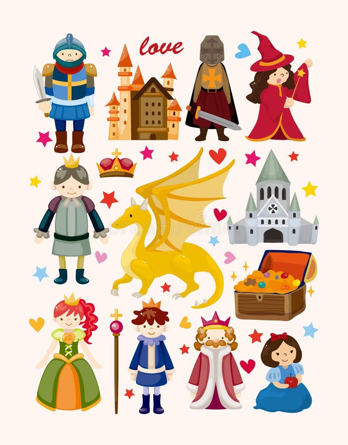 Set of fairy tale element icons,cartoon vector illustration. Set of fairy tale element icons,cartoon vector illustration