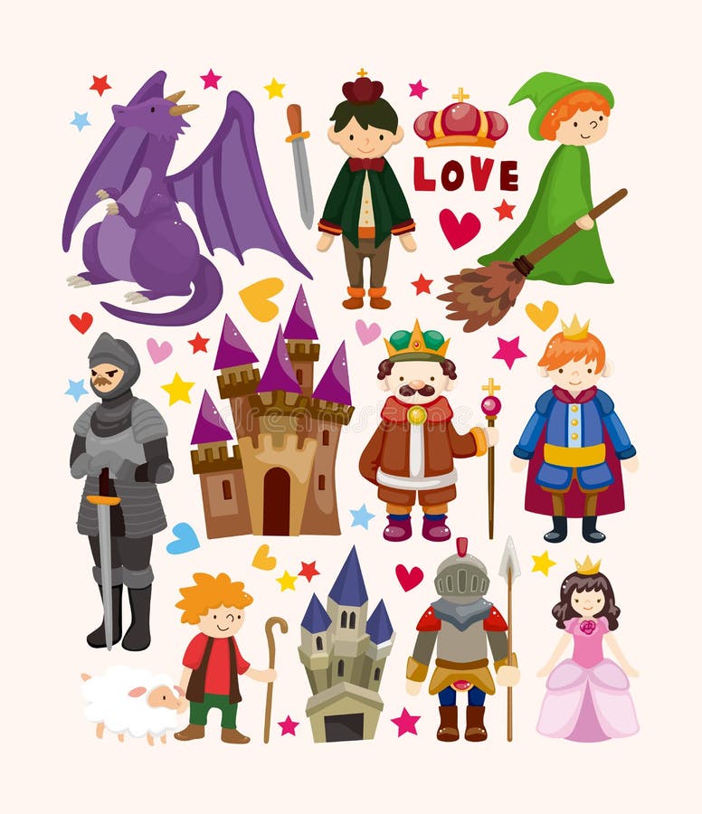 Set of fairy tale element icons,cartoon vector illustration. Set of fairy tale element icons,cartoon vector illustration