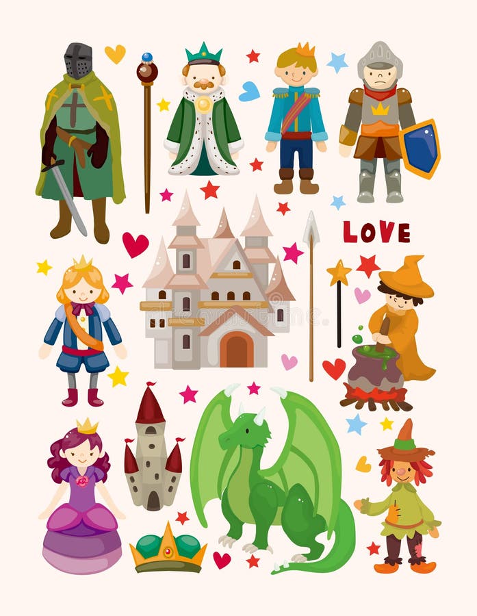 Set of fairy tale element icons,cartoon vector illustration. Set of fairy tale element icons,cartoon vector illustration