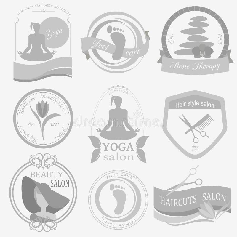 Set of vintage hairstyle, body care and cosmetology logos. Vector logo templates and badges. Set of vintage hairstyle, body care and cosmetology logos. Vector logo templates and badges