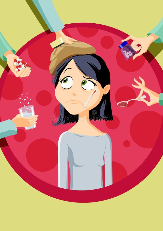 女孩病症 向量例证 女孩病症 向量例证