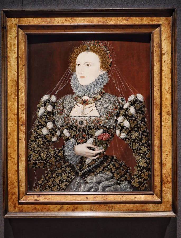 Portrait of Queen Elizabeth I, by Nicholas Hilliard. The portrait is known as the ` Phoenix` portrait after the prominent phoenix jewel that Elizabeth wears at her chest. which was an emblem for rebirth and chastity. Portrait of Queen Elizabeth I, by Nicholas Hilliard. The portrait is known as the ` Phoenix` portrait after the prominent phoenix jewel that Elizabeth wears at her chest. which was an emblem for rebirth and chastity.
