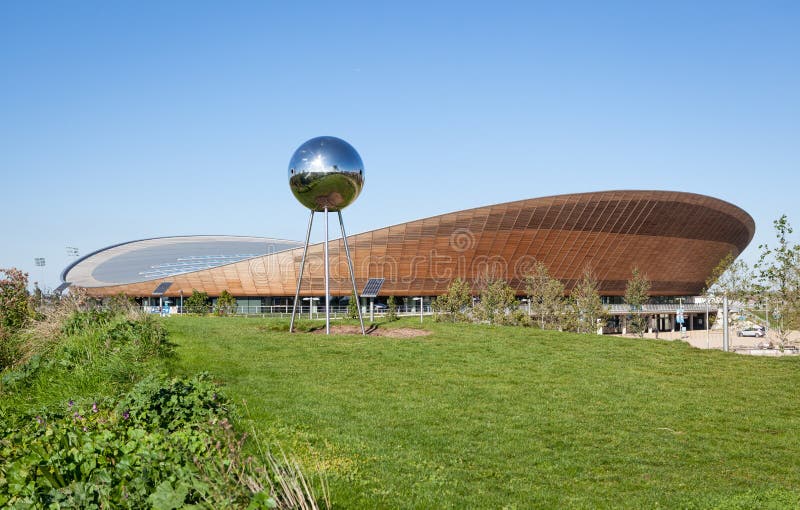 The Velodrome Cycling Arena designed by Hopkins Architects in the new Queen Elizabeth Olympic Park, a landscaped leisure area now open in Stratford, London. The Velodrome Cycling Arena designed by Hopkins Architects in the new Queen Elizabeth Olympic Park, a landscaped leisure area now open in Stratford, London.