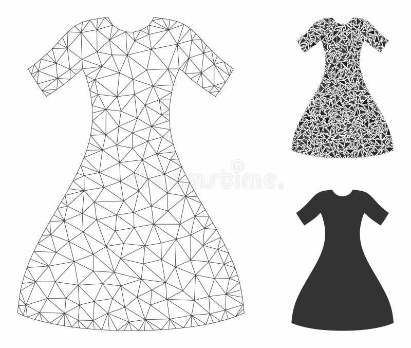 Mesh woman dress model with triangle mosaic icon. Wire carcass polygonal network of woman dress. Vector composition of triangle parts in various sizes, and color tints. Abstract flat mesh woman dress,. Mesh woman dress model with triangle mosaic icon. Wire carcass polygonal network of woman dress. Vector composition of triangle parts in various sizes, and color tints. Abstract flat mesh woman dress,