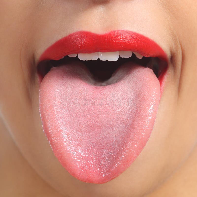 妇女舌头的正面图 免版税库存图片