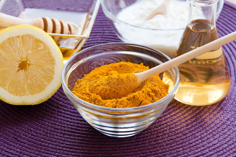 Preparation of the Turmeric face mask receipt set. Add turmeric step. Ingredients: -1/2 teaspoon turmeric powder -½ teaspoon organic apple cider vinegar -one tablespoon of organic, raw, bee honey -½ teaspoon milk or yogurt -one drop lemon essential oil or fresh lemon juice for skin brightening effect. Preparation of the Turmeric face mask receipt set. Add turmeric step. Ingredients: -1/2 teaspoon turmeric powder -½ teaspoon organic apple cider vinegar -one tablespoon of organic, raw, bee honey -½ teaspoon milk or yogurt -one drop lemon essential oil or fresh lemon juice for skin brightening effect