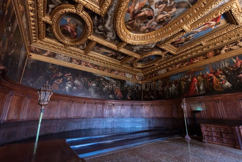 Interior of Palazzo Ducale or Doge`s Palace in Venice, Italy. Historic landmark. Interior of Palazzo Ducale or Doge`s Palace in Venice, Italy. Historic landmark