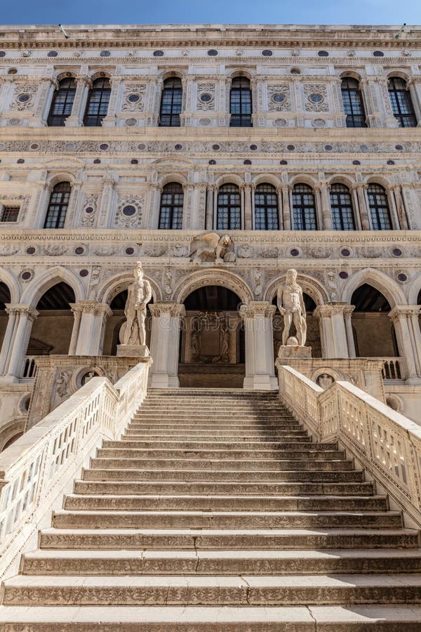 Ancient stairs at Palazzo Ducale or Doge&#x27;s Palace in Venice, Italy. Vintage. Ancient stairs at Palazzo Ducale or Doge&#x27;s Palace in Venice, Italy. Vintage