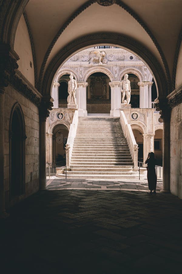 Ancient stairs at Palazzo Ducale or Doge& x27;s Palace in Venice, Italy. Vintage. Ancient stairs at Palazzo Ducale or Doge& x27;s Palace in Venice, Italy. Vintage