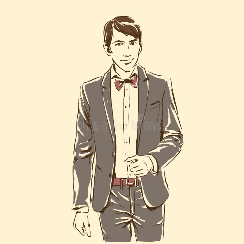 婚礼的典雅的新郎，新郎，未婚夫，传染媒介时尚例证 皇族释放例证