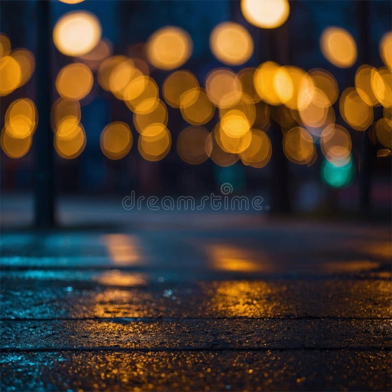 宁静的夜街灯箱背景上灯火通明的装饰灯 皇族释放例证