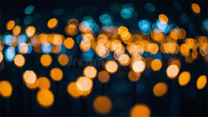 宁静的夜街灯箱背景上灯火通明的装饰灯 皇族释放例证