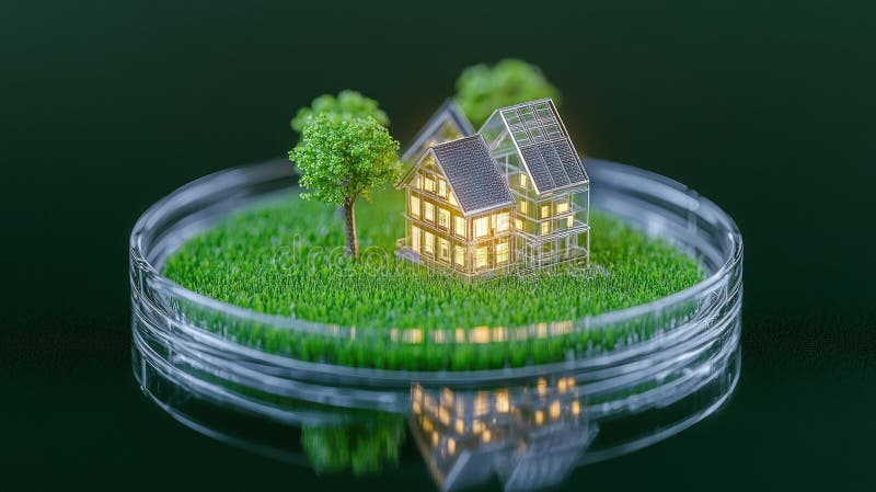 宁静的绿色 : 树木茂密、草木茂密的小镇 向量例证