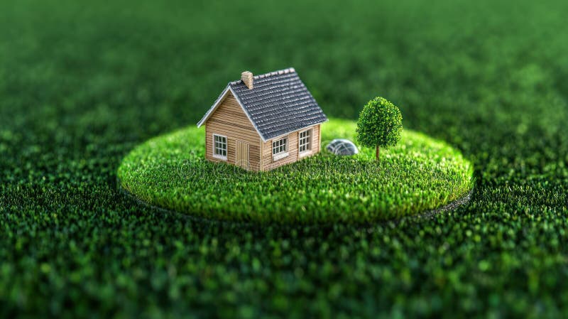 宁静的绿色 : 树木茂密、草木茂密的小镇 向量例证