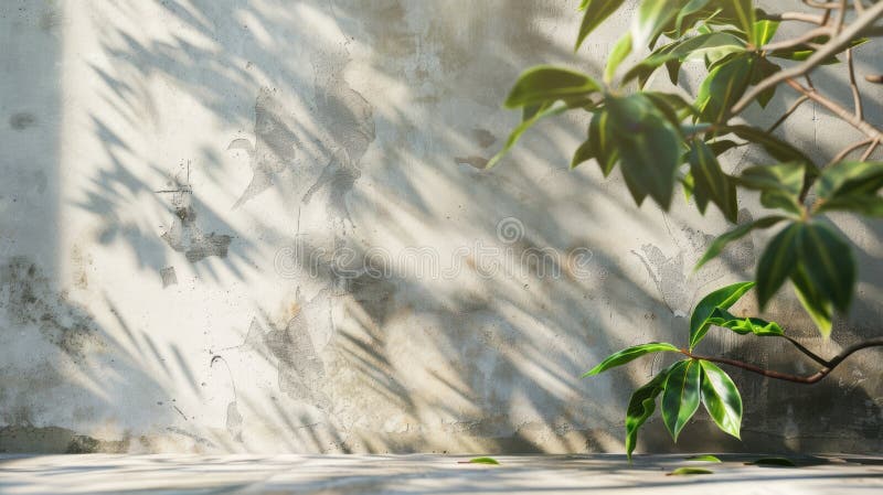 宁静的自然. 绿色阴影抽象背景叠层叶自然模糊水泥墙地板米色模型 向量例证