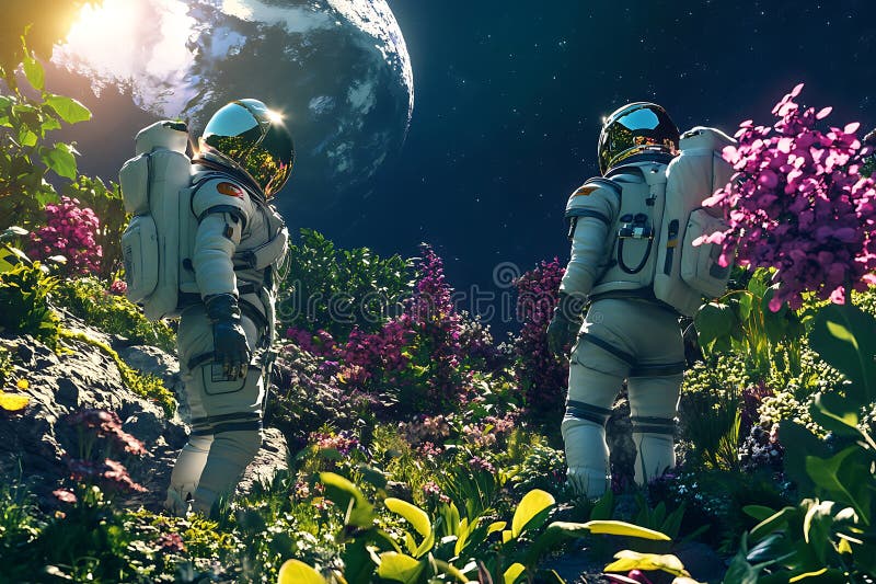 宇航员探索外星人工发生器 向量例证