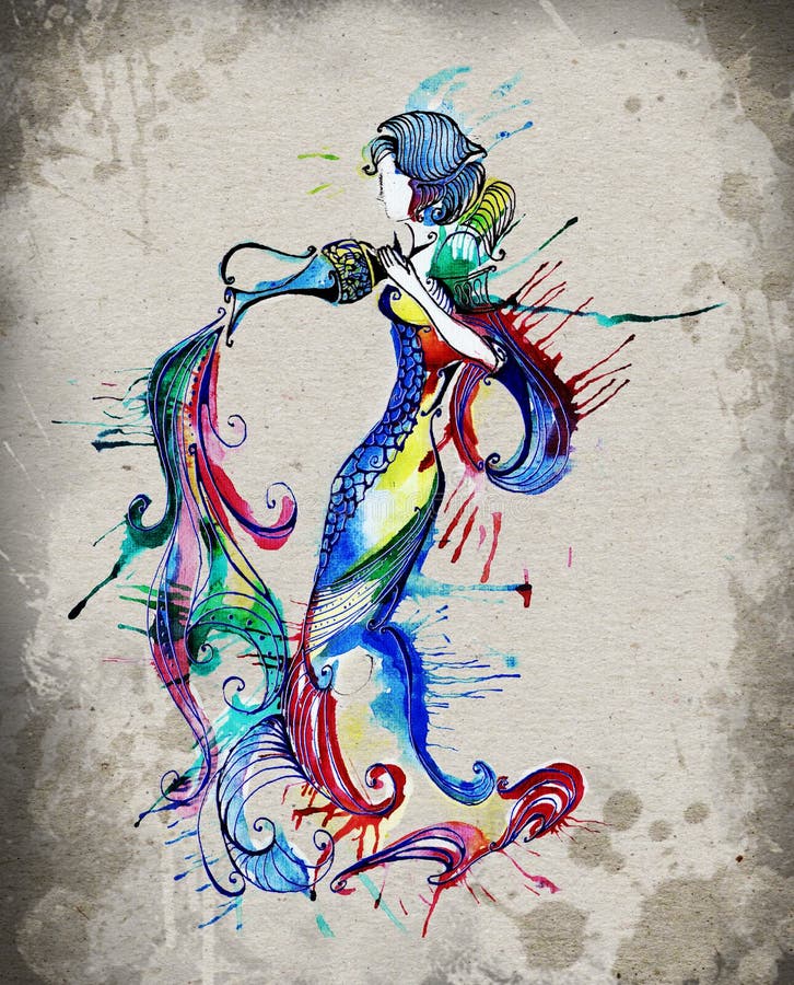 水瓶座星座如美丽的女孩 向量例证