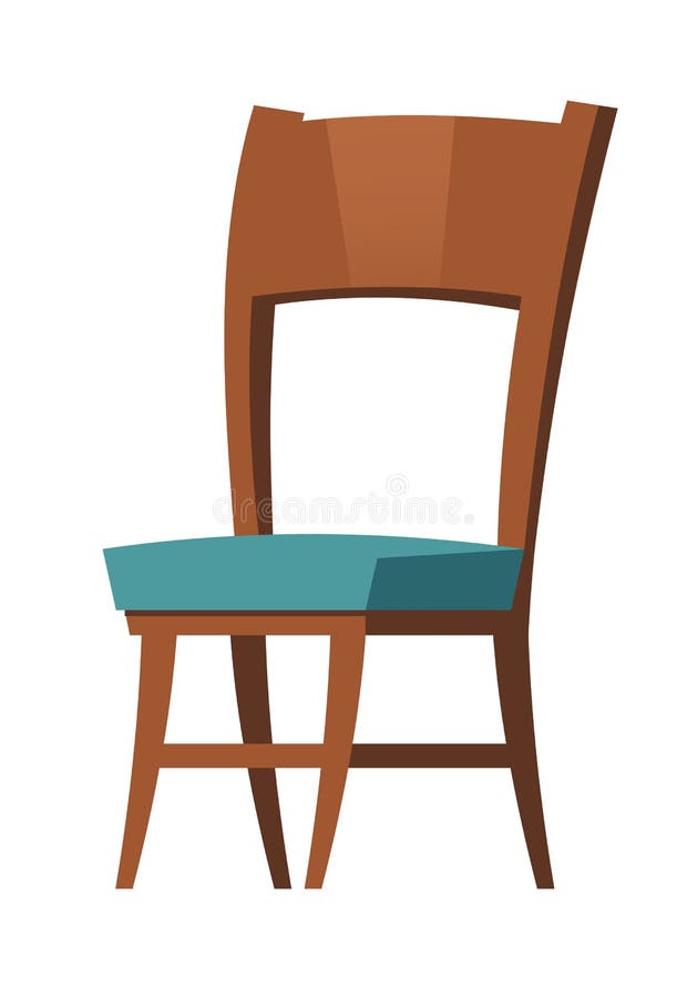 Soft wooden chair furniture cartoon element vector illustrations. Element for living room interior, blue upholstered armchair, home or office room accessory isolated on white. Soft wooden chair furniture cartoon element vector illustrations. Element for living room interior, blue upholstered armchair, home or office room accessory isolated on white