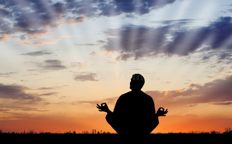 Silhouette of man in meditation. Silhouette of man in meditation