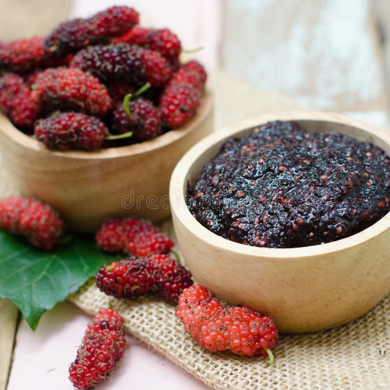 自制桑葚果酱 免版税库存照片