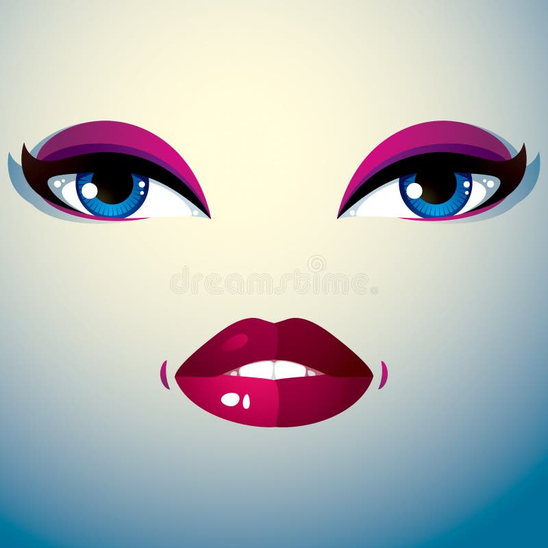 Cosmetology theme image. Young pretty lady. Human eyes and lips reflecting a facial expression, sadness. Cosmetology theme image. Young pretty lady. Human eyes and lips reflecting a facial expression, sadness.