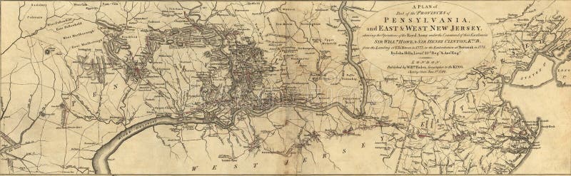 Map of Pennsylvania and New Jersey from Atlas of the battles of the American Revolution printed in 1845. Map of Pennsylvania and New Jersey from Atlas of the battles of the American Revolution printed in 1845