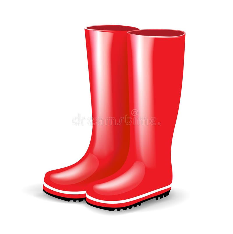 Single pair of red rubber boots isolated. Single pair of red rubber boots isolated