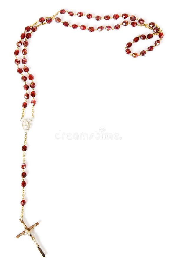 Rosary bead border isolated on white with space for text. Rosary bead border isolated on white with space for text