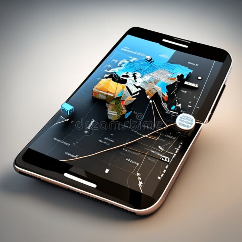 Smartphone with map on the screen. 3d illustration. High resolution. Generative AI Generative AI design for Instagram, Facebook wall painting. Smartphone with map on the screen. 3d illustration. High resolution. Generative AI Generative AI design for Instagram, Facebook wall painting